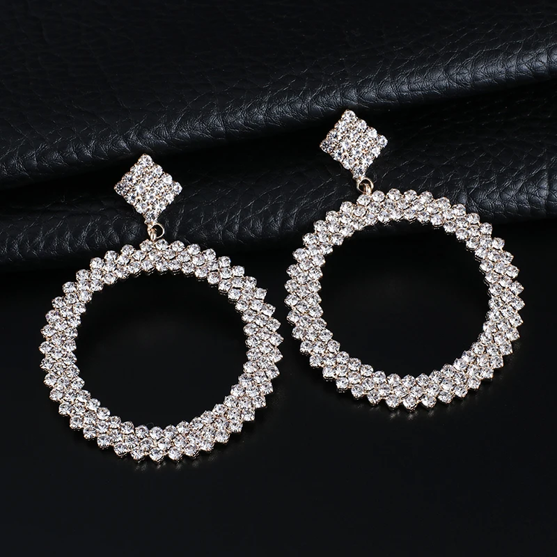 YFJEWE New Big Circle Earrings For Women Vintage Crystal Silver Color Earrings Women Steam Punk Fashion Jewelry #E611