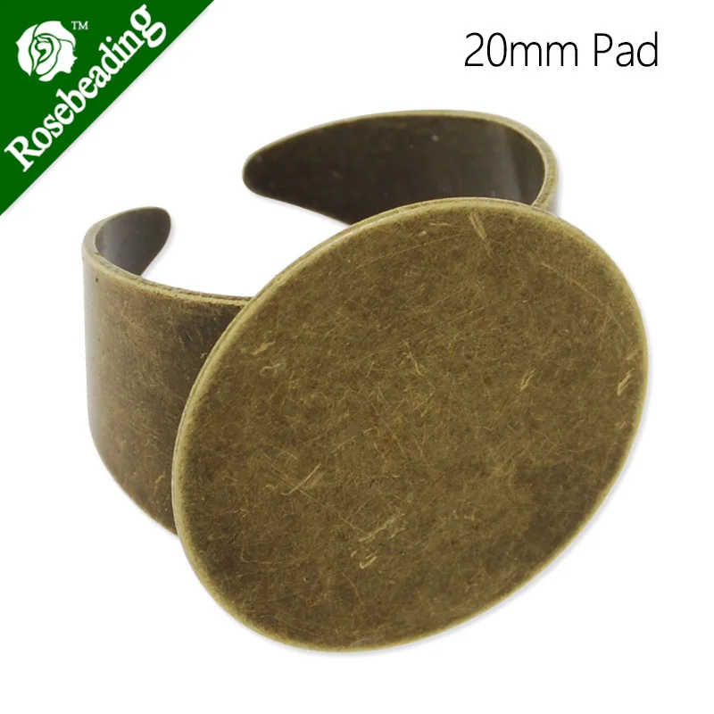 

20mm antique bronze Plated Adjustable Ring Blanks Base With Pad,fit 20mm cabochon,Sold 20pcs/lot-C4663