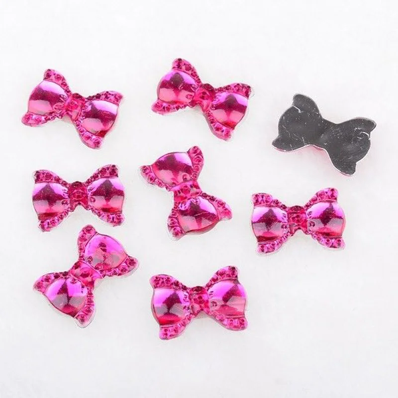 BOLIAO 100Pcs 13mm*19mm Acryl bow Flat back Appliques/Wedding/Home Holiday Decoration craft DIY R040