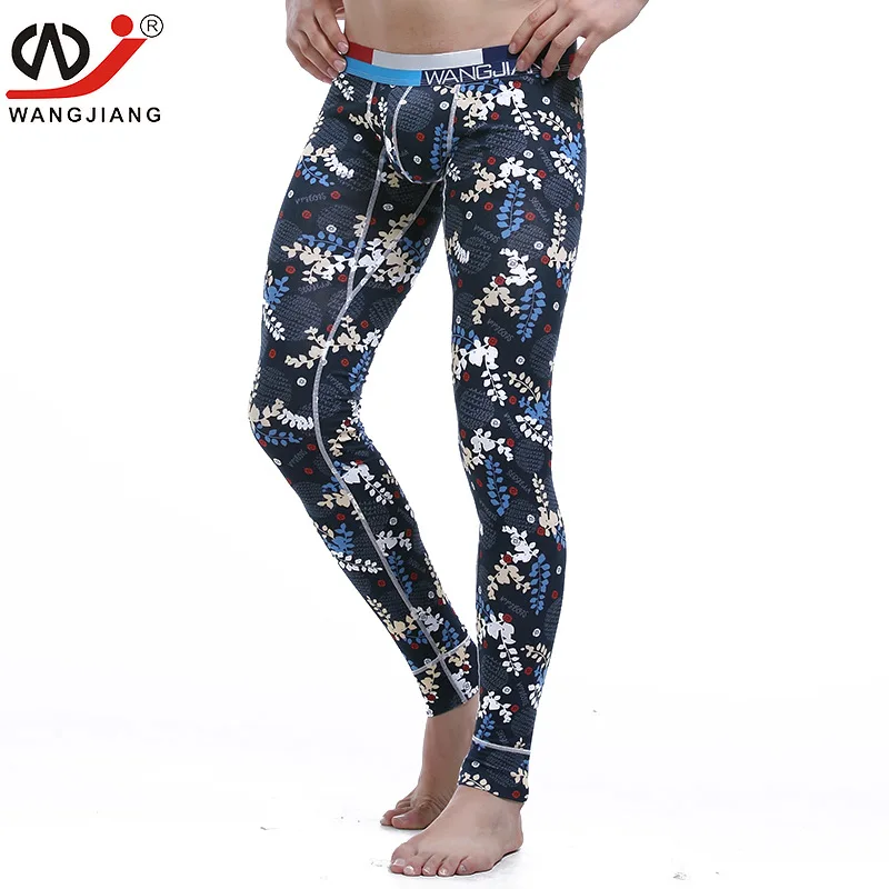 Winter Long John Pants Tights Cotton Men Thermal Underwear WANGJIANG Brand Sexy Pouch Man Warm Leggings Low Waist Sleep Bottom