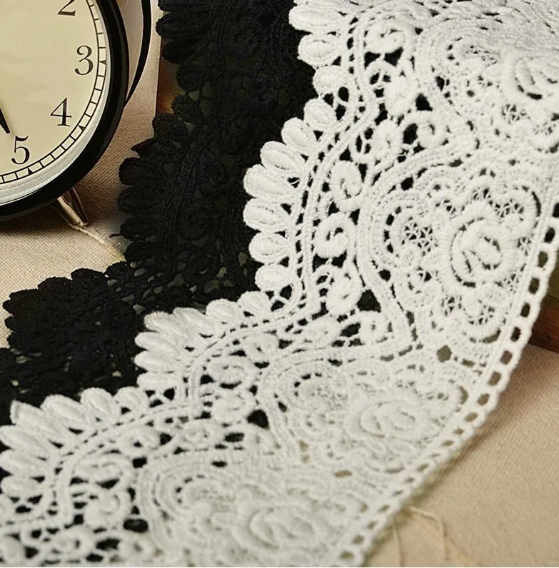 Guipure Lace Fabrics 9cm  Cotton Lace Trim Water Soluble Lace Embroidered Dress Accessory DIY Handmade Black Lace Fabric Cheap