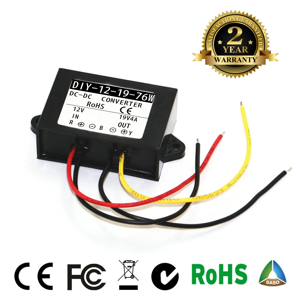 

12V (9V-18V) Step Up To 19V 4A 76W DC DC Converter Boost Power Module For Laptops Car Power Supply Adapter Regulator Waterproof