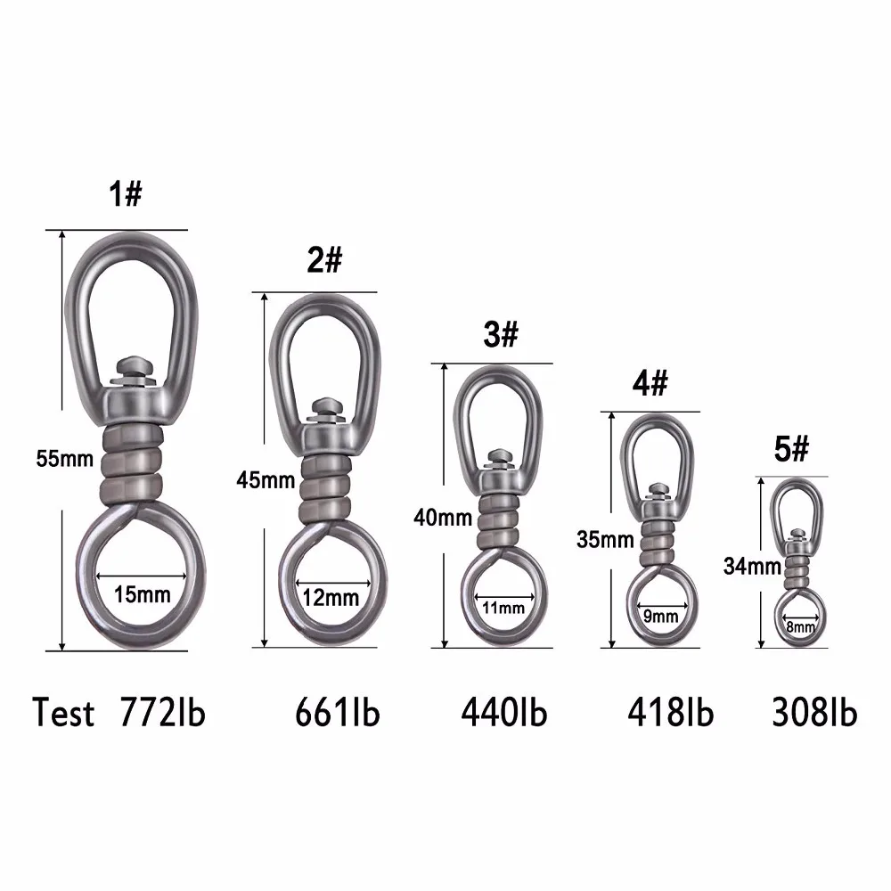 20pcs Stainless Steel Fishing Swivel Hook Lure Connector High Strength for Tuna Longline Sea Saltwater Fishing