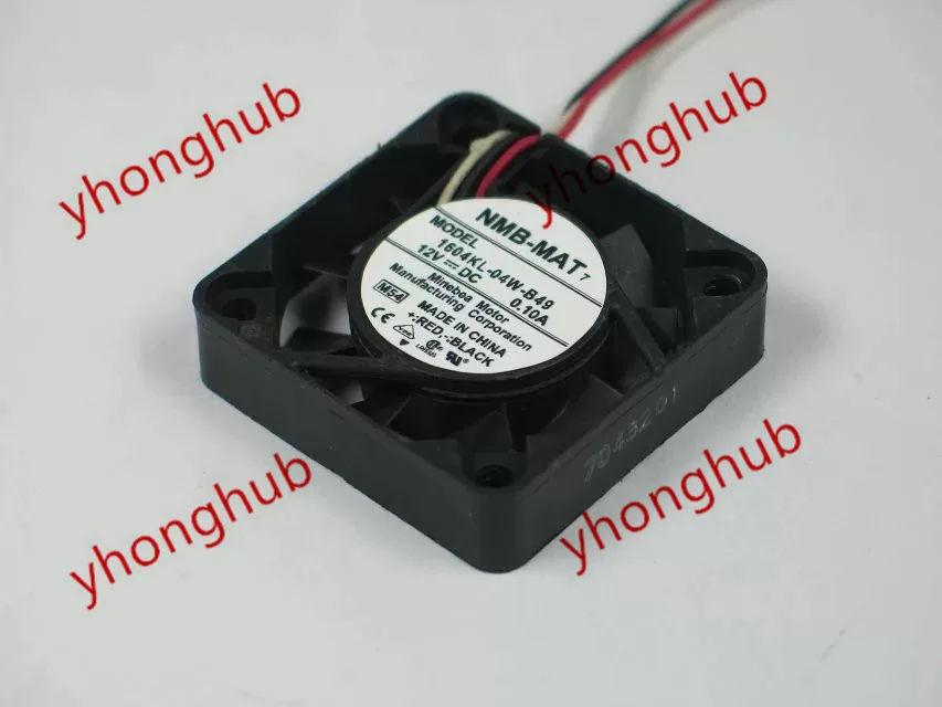 

NMB-MAT 1604KL-04W-B49 M54 DC 12V 0.10A 3-Wire 40X40X10mm Server Cooling Fan