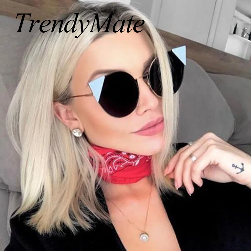 

2017 Fashion Cat Eye Sunglasses Women Brand Designer Sun Glasses for Ladies Vintage Lightweight Cateye Mirror Female Oculos 705M