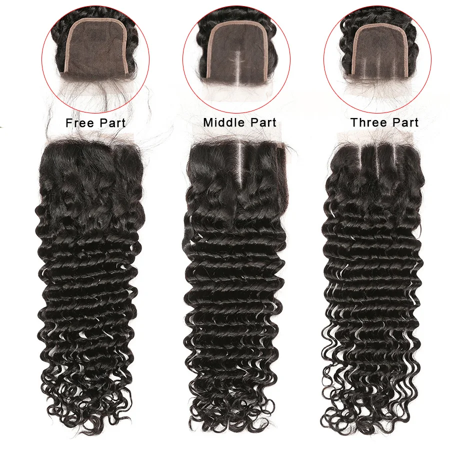 Deep Wave Closure 100% Human Hair Closure Brazilian Hair 8-20 Inch Gossip Remy Hair 4x4 Lace Closure Pre Plucked Hair Extensions