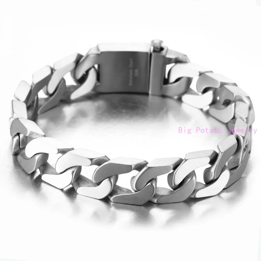 Heavy Huge Silver Color Cuban Curb Casting Link Chain Bracelet 316L Stainless Steel Cool Men Bangle Jewelry 12mm*22CM