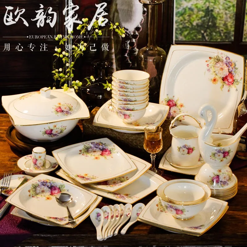 

Домашняя посуда guci Jingdezhen, золотой костюм ручной работы в ковбойском стиле, костяная китайская посуда, керамика, Корейская посуда