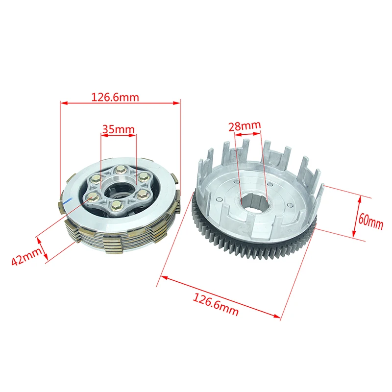 70 Teeth Clutch Engine 6 Slices Thick Gear Clutch CG/CB200 Fit For ZS LC LF CG200 Water-cooled Engine Off Road Motocross LH-112