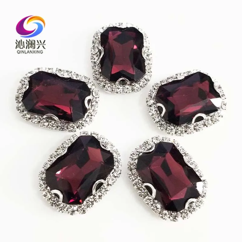 

Wine red 3D Anti scratch top glass crystal buckle,Silver bottom Sew on stones,DIY/Clothing/wedding decoration SWCB18