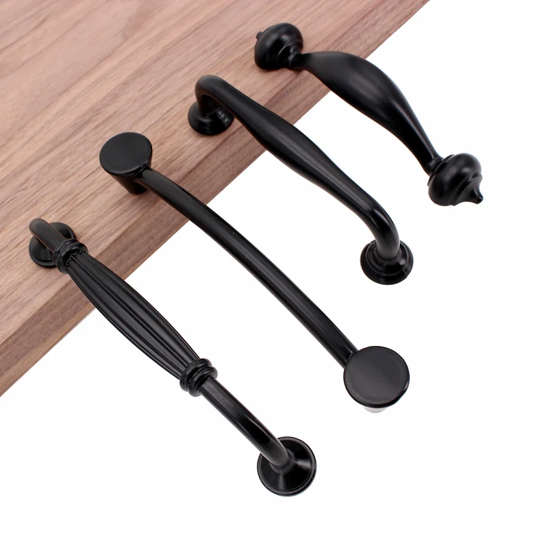 RUNBAZEF Zinc Alloy Matte Black Door Handle Modern Minimalist European Drawer For Children Furniture Kitchen Cabinet Accessories