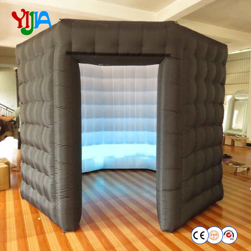 

10FT 210D Oxford Octagon inflatable photo booth black outside white and inside one door LED photo booth cabin for party events