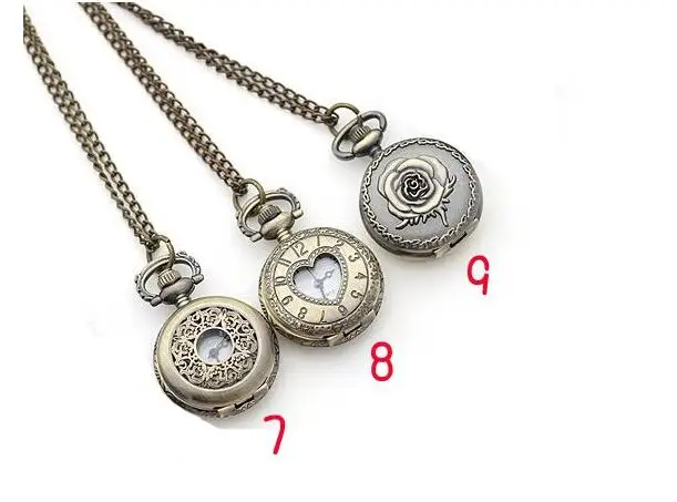 

Bronze antiques quartz 3 style Quartz pendant woman and girl gift Necklace pocket watches