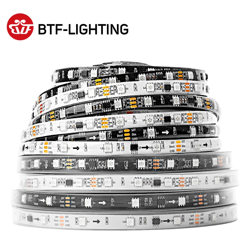 

WS2811 Светодиодная лента RGB 5050 SMD Адресная 30 48 60 96 144 светодиодов Внешняя 1 IC Управление 3 светодиода Яркие нормальные светодиодные фонари DC12V