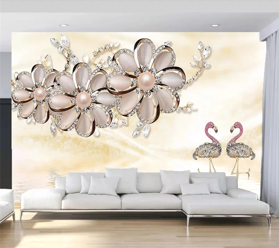 wellyu papel de parede para quarto Custom wallpaper Pearl Jewelry Jewelry Chrysanthemum Beautiful Living Room Wall tapeta