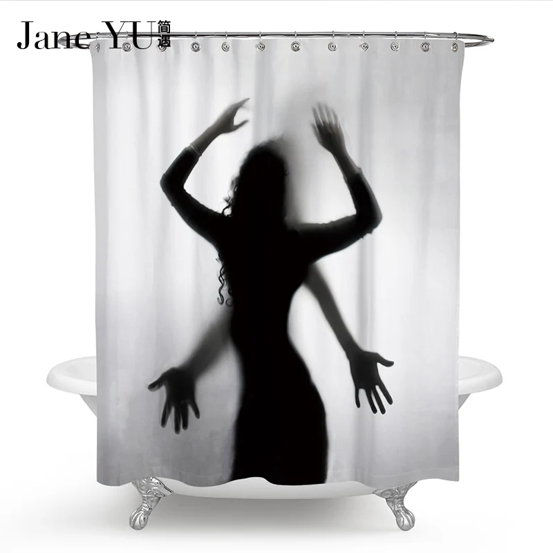 JaneYU Fashion Creative Sexy Girl And Women Shadow Silhouette Bath Shower Curtain Waterproof Bathroom Curtain Home Decoration