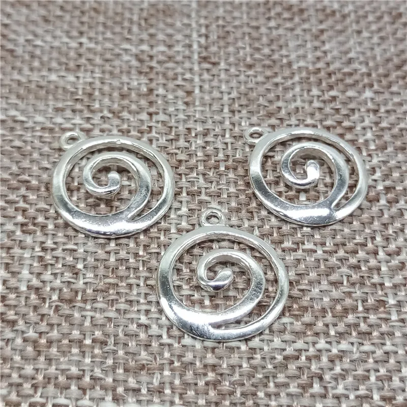 5 Pieces of 925 Sterling Silver Shiny Swirl Spiral Charms for Bracelet Necklace Earring