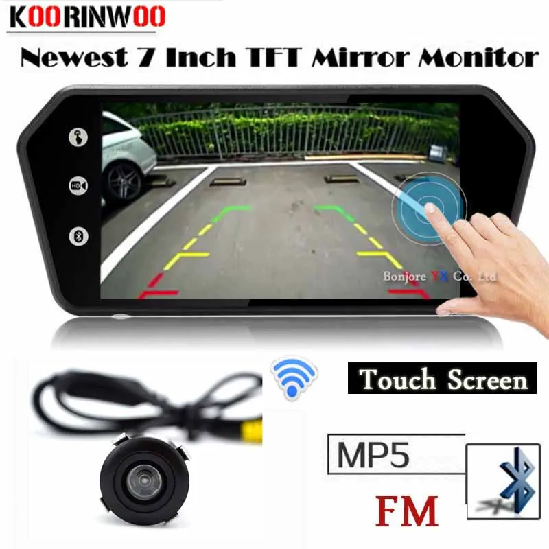 

Koorinwoo Car Monitor Touch Screen 1024x600 Mirror Screen TF USB Bluetooth MP5 Player Explorer Auto Parking Rearview Camera