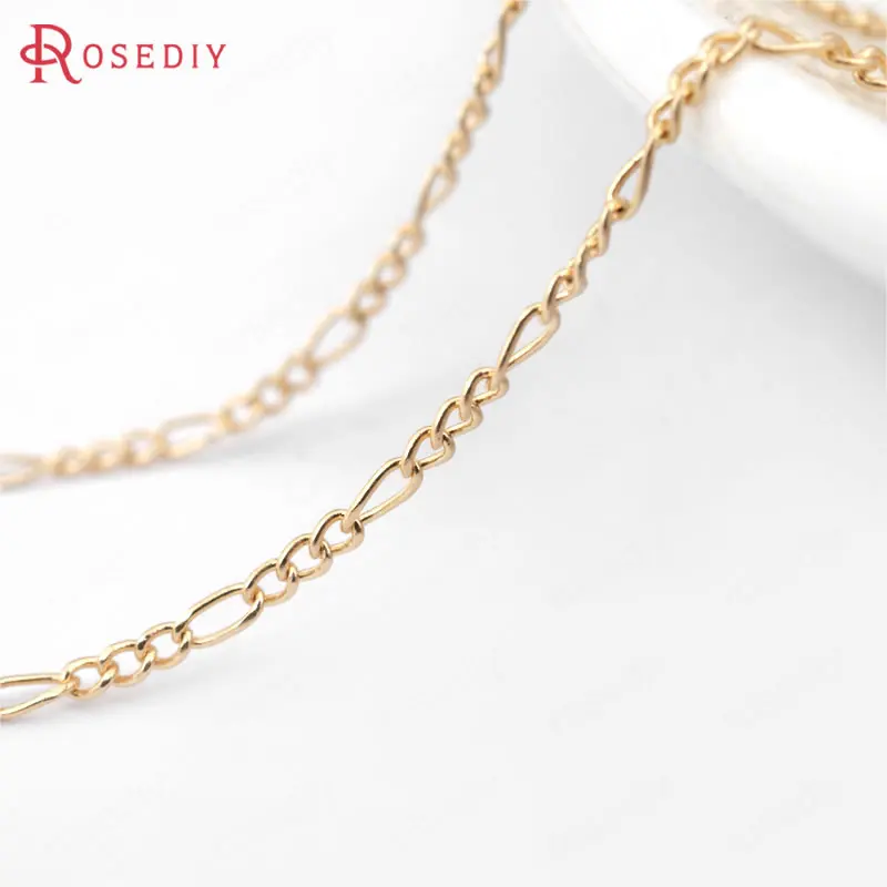 

1 Meter Width:1.5MM High Quality Champagne Gold Color Plated Brass 3+1 Figaro Chains Necklace Chains Diy Jewelry Accessories