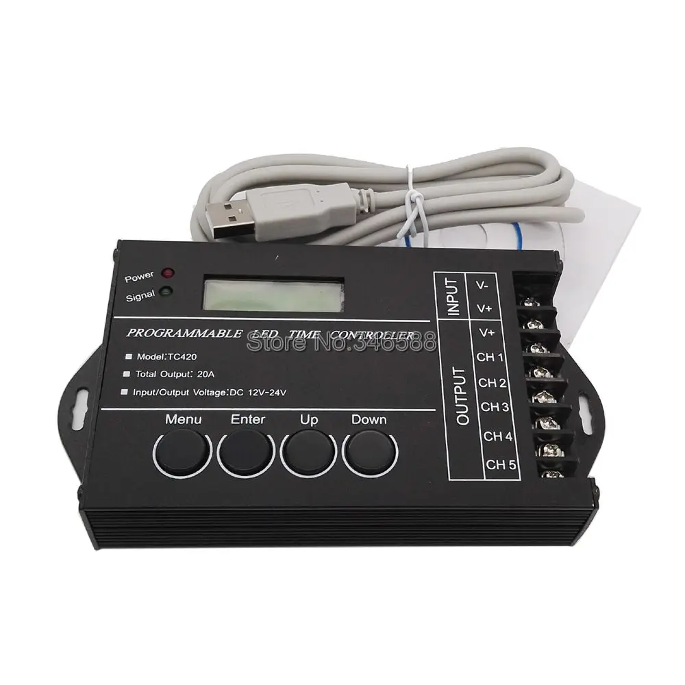 Time Programable RGB LED Controller TC420 TC421 WiFi DC12V 24V 5 Channel Output 20A Common Anode Programmable LED Controller