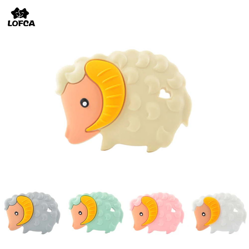 

LOFCA 1pcs Goat Silicone Teether Sheep Baby DIY Infant Teething Toys BPA Free Animal Food Grade Jewelry Chew Necklace Pendant