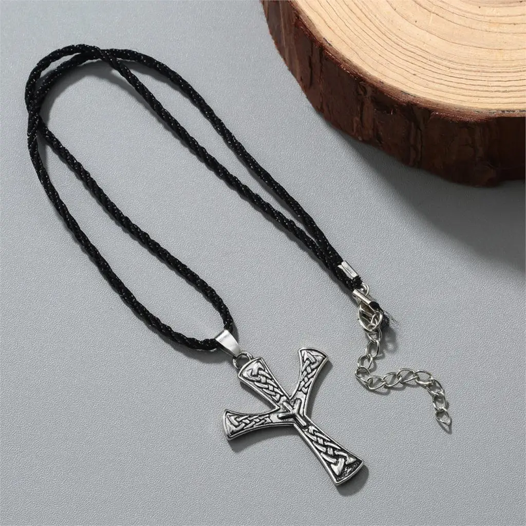 Cxwind Vintage Algiz Rune Talisman Life Rune Amulet Necklaces Pendants Viking Runes Opposition Charm Cross Necklace Jewelry