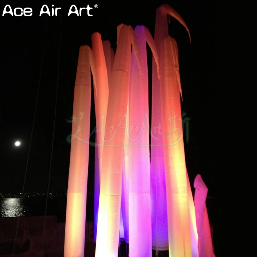 3m H New Shape of Inflatable Lighting Plant Decoration Glowing Inflatable Reeds Pillars for Event or Promotion