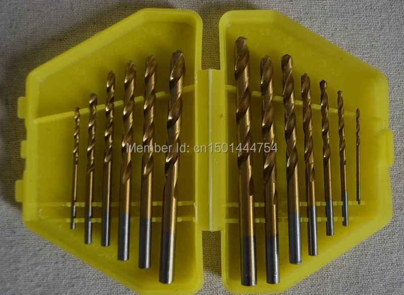 

13pcs/set 1.5-6.5mm New HSS Titanium coating Twist drill bit wood drill bits hss drill bit Fast shipping