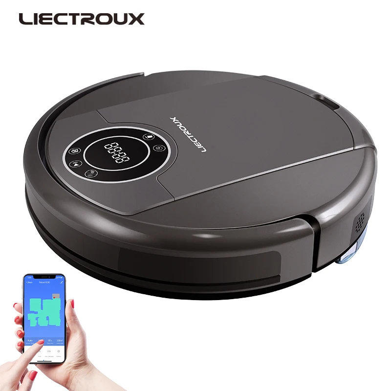 LIECTROUX Robot Vacuum Cleaner ZK808, WiFi App,3000pa Suction, Map Navigation, Smart Memory,UV Lamp,Wet Dry Mop,Brushless Motor