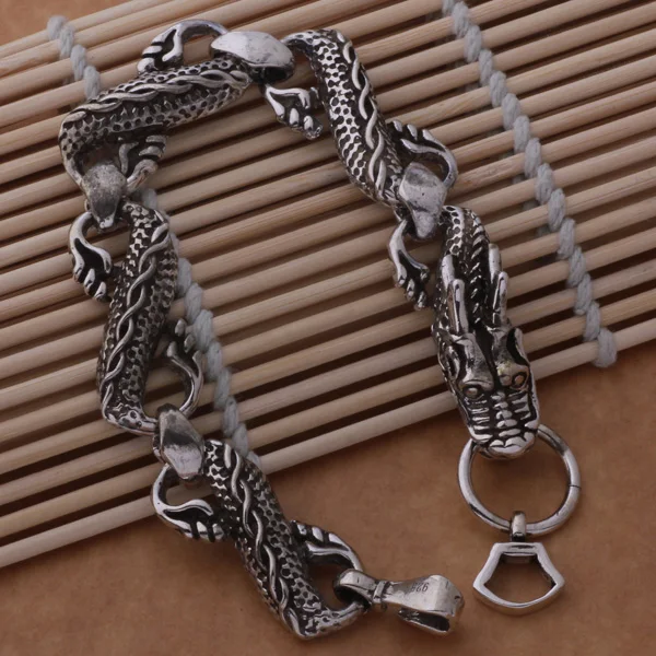 SL-AH265 Wholesale Silver Color Gift for Man Women Lady Nice High Quality Fashion Jewelry Black Dragon Bracelet Aksajbza
