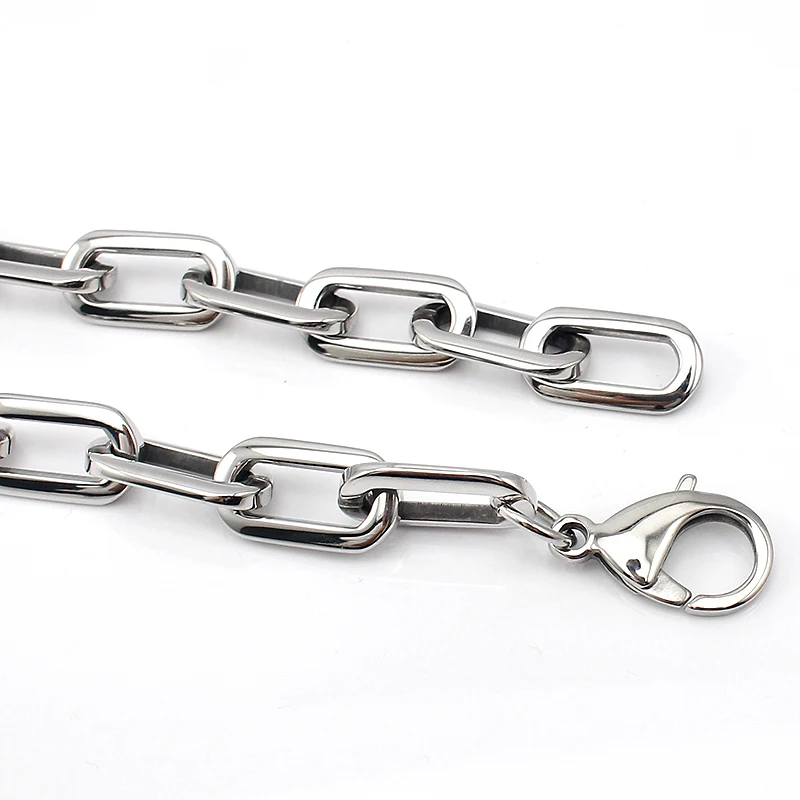 Fashion Chunky Link Chain Necklace Stainless Steel Flat O Design Silver Color Unisex Jewelry Accessory