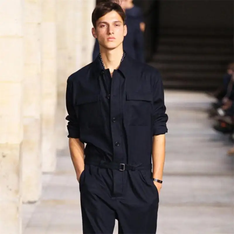 Nowy męski kombinezon plus size na wiosnę, dopasowane ogrodniczki, moda wybiegowa, kostium sceniczny dla piosenkarza na zamówienie, S-6XL