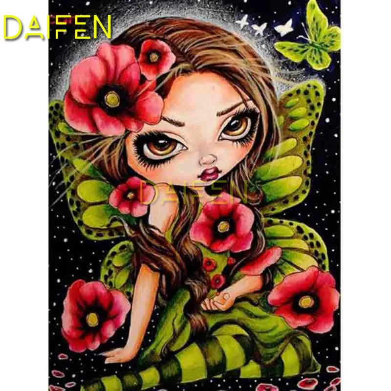 DIY 3D Diamond mosaic Full Square Diamond embroidery butterfly girl Poppy flower Full Round Diamond painting Cross stitch