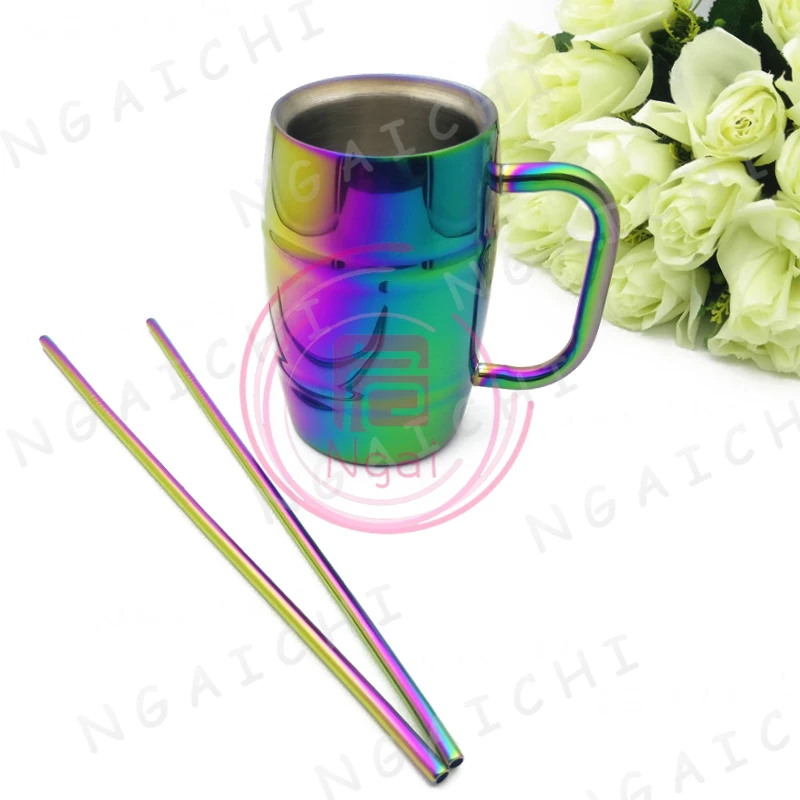 Stainless Steel Rainbow Mug, Water Cup, Drink Cup, Beer, Drinking, Colorful, Large Drink-ware, Cold Blackpot, Yill-Pit Scuttle