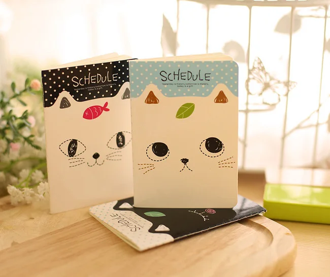 Cute cat mini notebook Stitching Binding note book Portable planner memo stationery office accessories School supplies