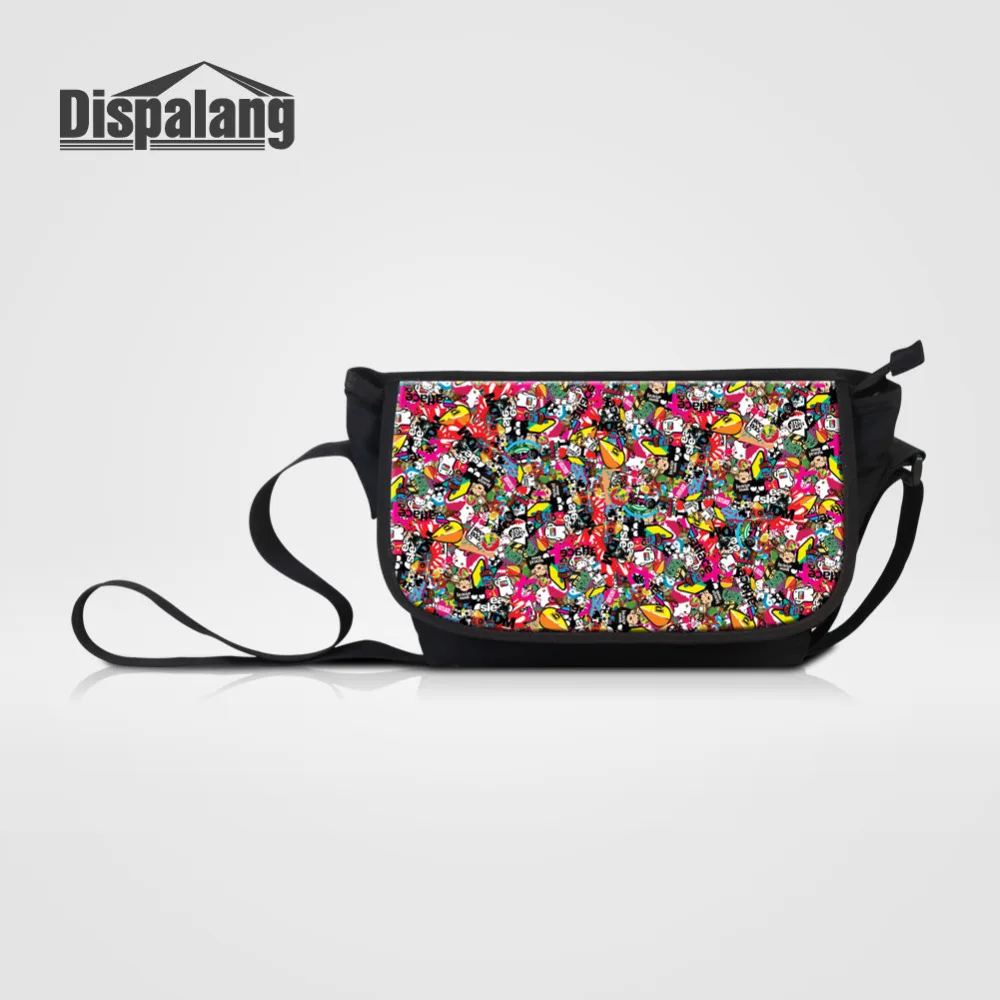 

Dispalang Canvas Shoulder Bags Men Classic Messenger Bags Graffiti Printed Travel Bags For Women Large Female Crossbody Bags