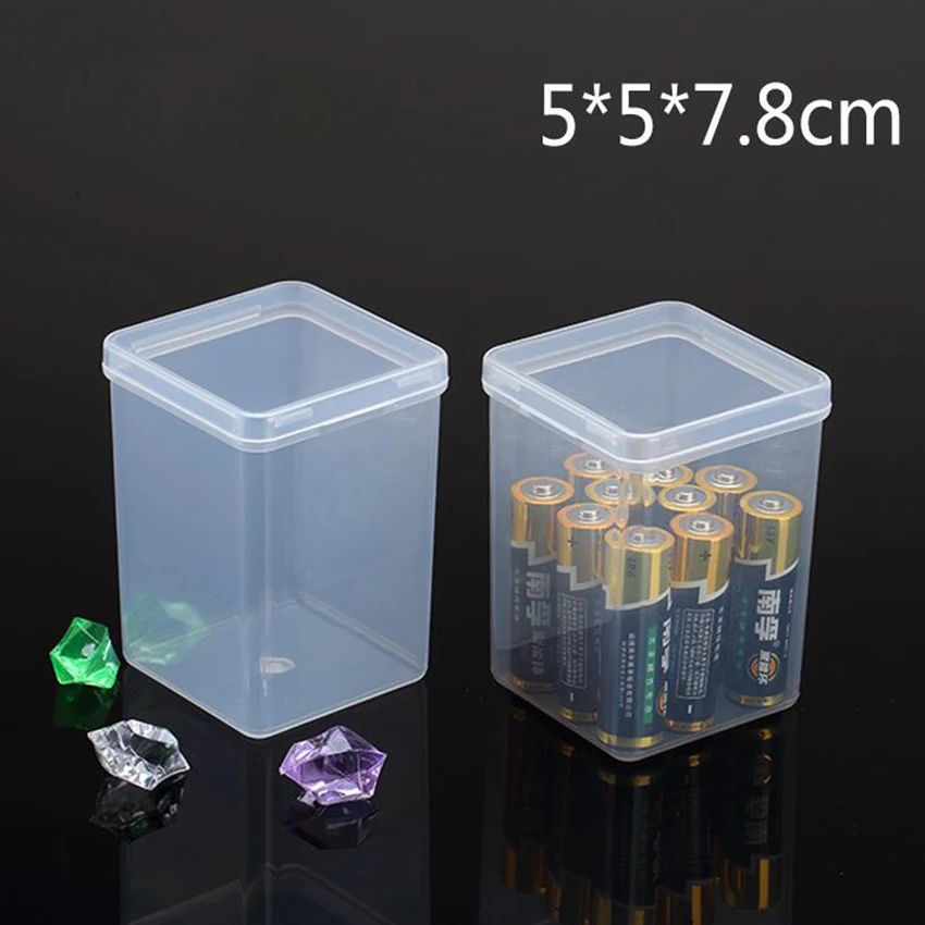 

5.2*5.2*8.1mm Transparent PP Material Rectangular Plastic Box Parts Storage Toolbox Plastic Container