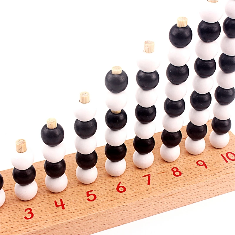 Montessori bébé jouet de mathématiques 1-10 chiffres impairs et même numériques blanc et noir perles Chesses conseil de mathématiques bois préscolaire précoce enfants