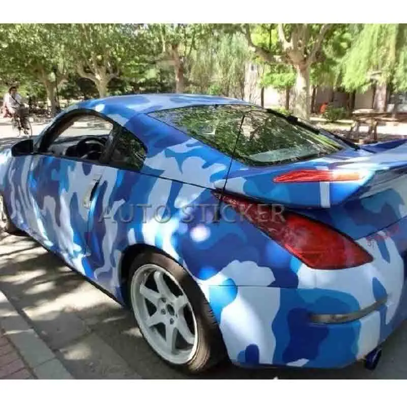 5/10/15/20/25/30m*1.52m blue & White Camo Vinyl Camouflage Car Wrap Car Vinyl Sticker Sheet Digital Decals with Bubble Free