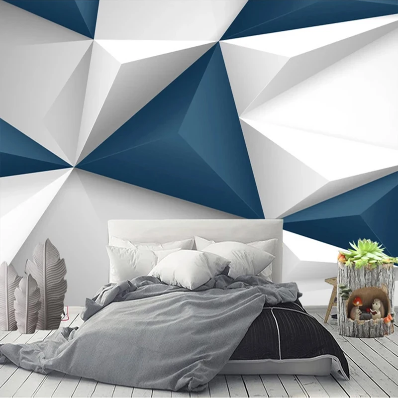 

Custom Photo Wall Paper Modern 3D Stereo Triangle Geometric Pattern Mural Papel De Parede Living Room Sofa TV Background Decor
