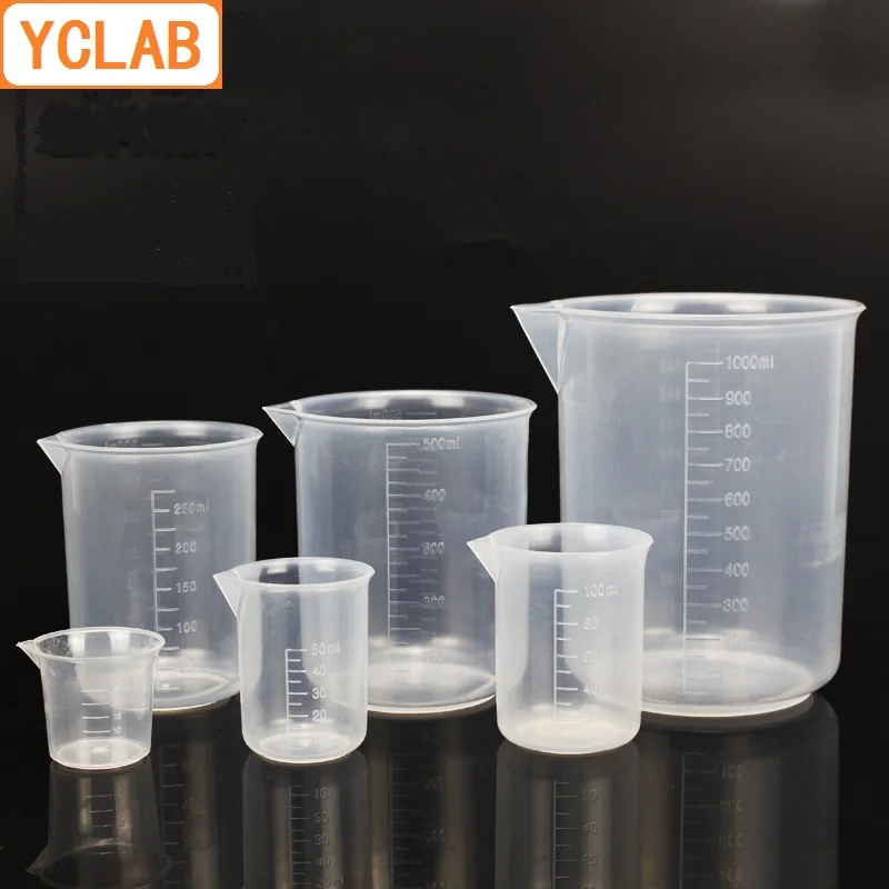 YCLAB 25mL Beaker PP Plastic Low Form with Graduation and Spout Polypropylene Laboratory Chemistry Equipment