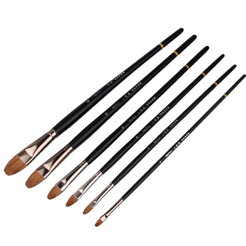 

6pcs/Set Manet high-grade Horsehair brush tongue peak row pen acrylic painting pen Stationery artist oil painting brushes