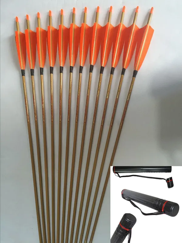 

Bamboo skin Carbon arrow ID6.2mm Spine500 with 5" Turkey fletching Nock+ arrow holder for traditional bow archery