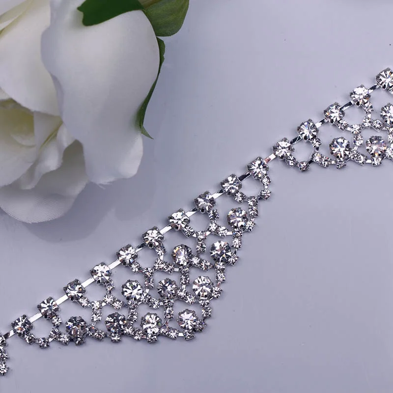 Free Shipping 5yards Rhinestone crystal Chain Bridal Sash Rhinestone Applique, Wedding Applique,Rhinestone Trimming LSRT079