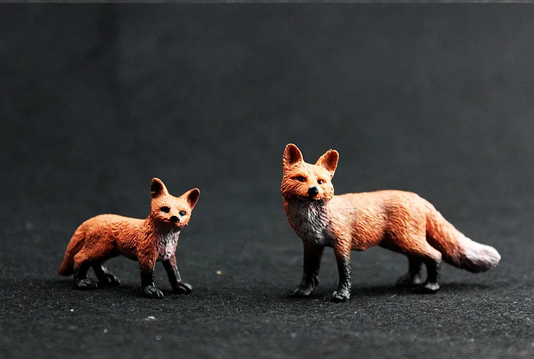 2pcs/set PVC Animals World Red Foxes with Baby Static Model Plastic Action Figures Toys Gift for Kids Education Collectible Gift