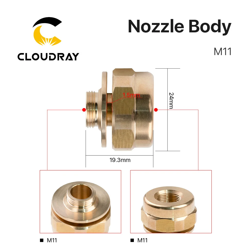 Cloudray M11 Nozzles Body Anti-collision Accessories Nozzles Holder Copper Fiber Laser Cutting Head Replacement for OEM Precitec