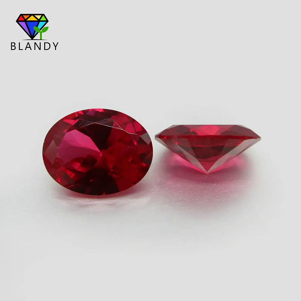 High Quality 3x5mm~13x18mm 5# Red Stones Oval Shape Brilliant Cut Synthetic Corundum Stone for Jewelry