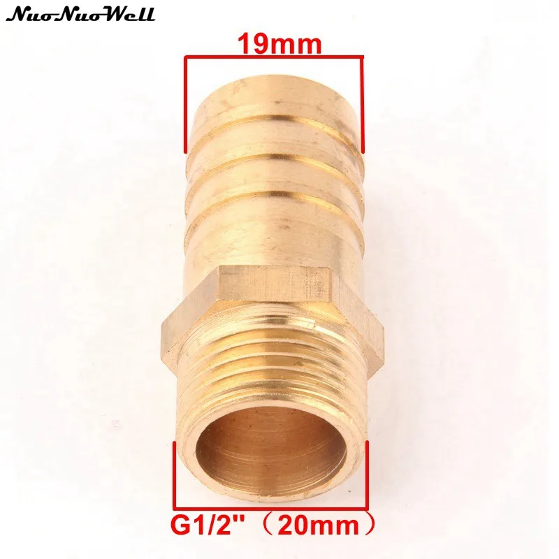 19mm Barbed To 1/2 Inch Male Thread Brass Straight Connector Garden Water/Air Hose Metal Joint Brand New Durable Irrigation Tool