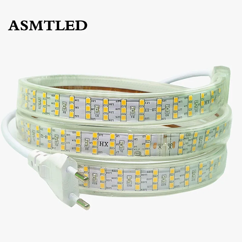 AC 220V 2835 SMD 276leds/m Strip Lights Three Row width 20mm White / Warm white Waterproof IP67 Flexible LED Tape Rope Light