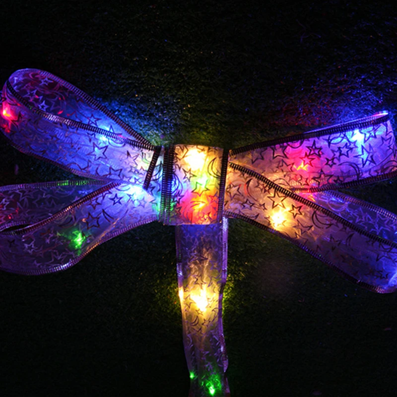 4M Silk Ribbon String Light Battery Operate Copper Wire String For Wedding Christmas Holiday Home Garden Party Decoration Lamp